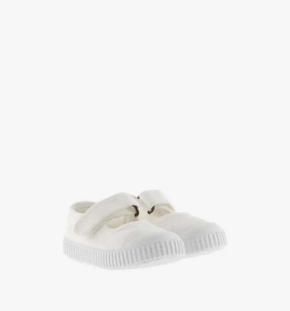 White Canvas Mary Janes