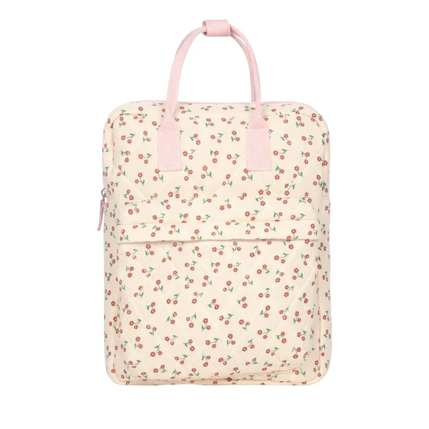Quilted backpack with flowers