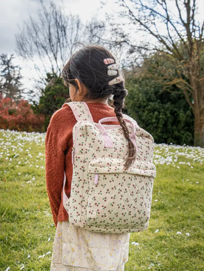 Quilted backpack with flowers - Image 2
