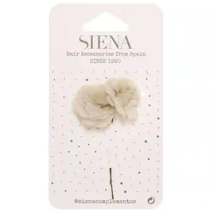 Pack 2 Flores Gasa Con Pincho beige