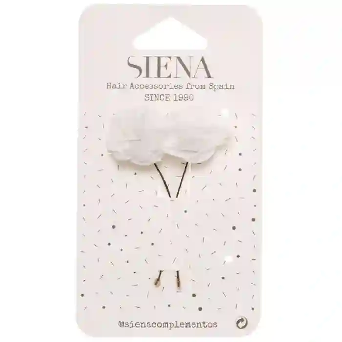 Pack 2 Flores Gasa Con Pincho blanco