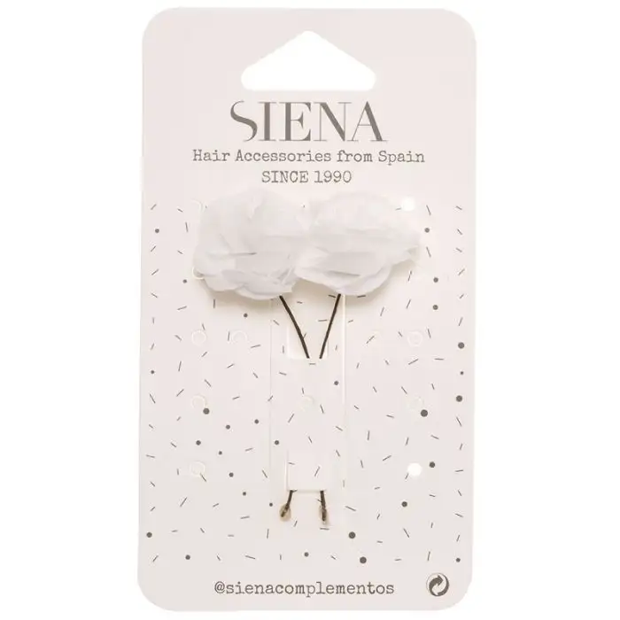 Pack 2 Flores Gasa Con Pincho blanco