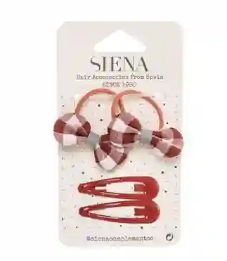 Pack 2 lacitos vichy con 2 clips Rojos