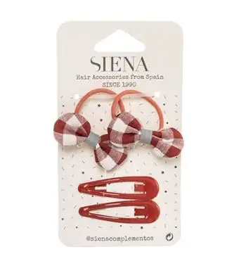 Pack 2 lacitos vichy con 2 clips Rojos