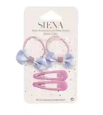 Pack 2 lacitos vichy con 2 Clips Rosas y Azul