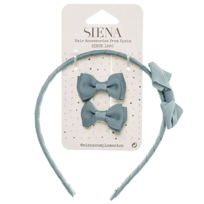Pack of 2 mini bows + Moss headband
