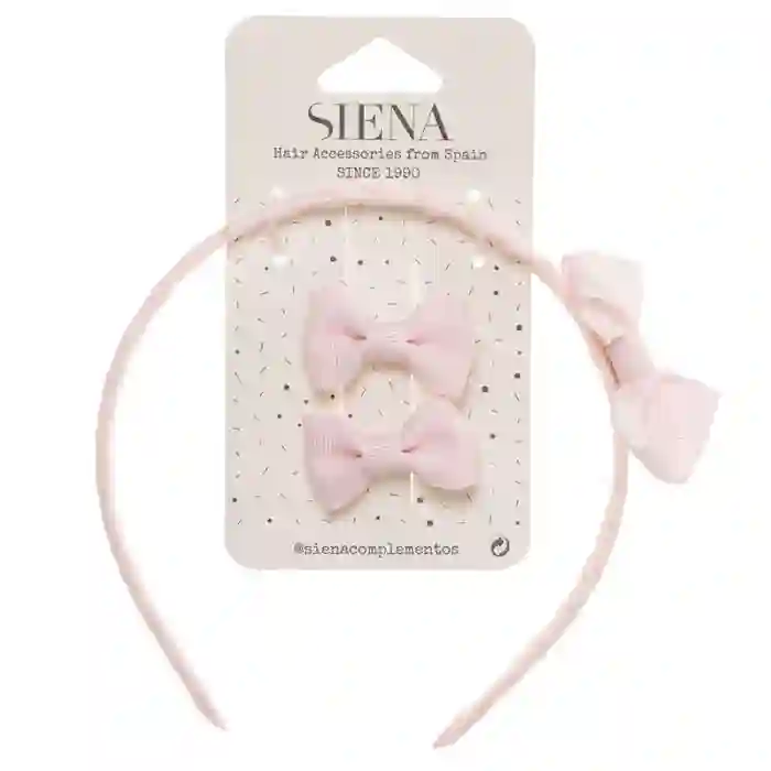 Pack 2 lazos minis + diadema Rosa