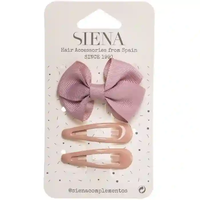 Pack Clip lazo + 2 ranitas rosa