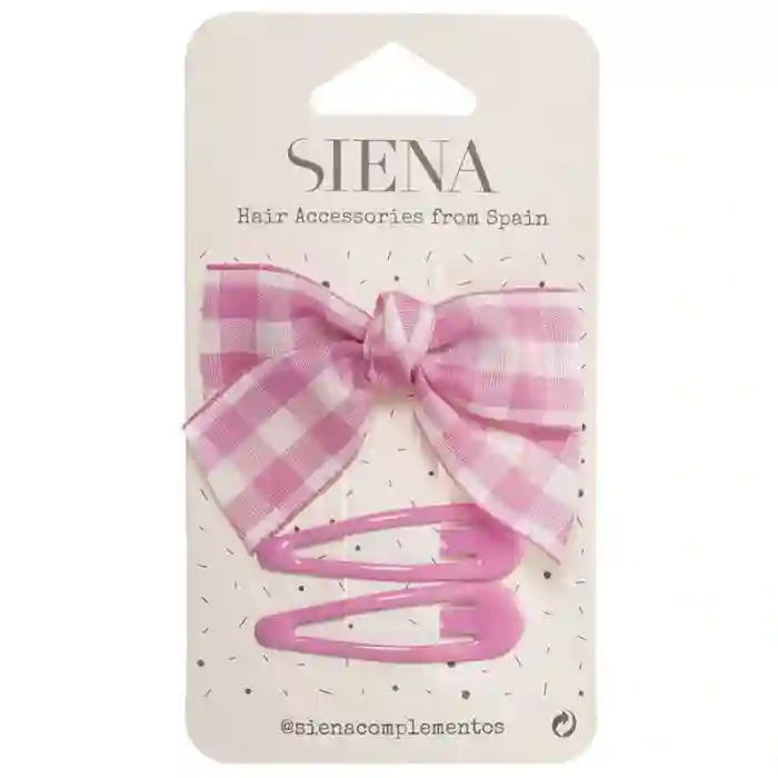 Pack lacito vichy + 2 clips rosa
