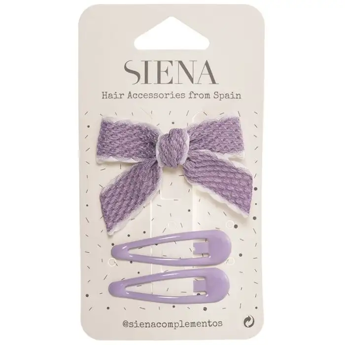 Pack lacito y clips morado