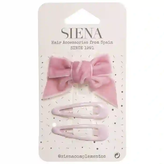 Pack of velvet bow and 2 Light Pink clips