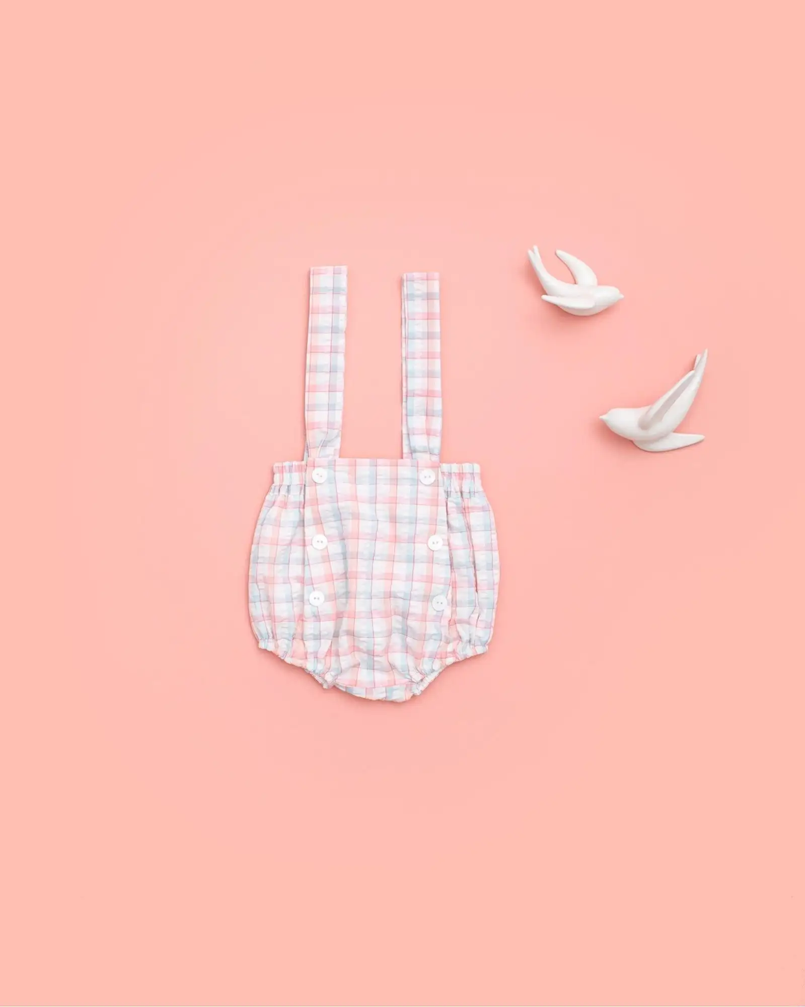 Petite Pink and Blue Tartan Buttons