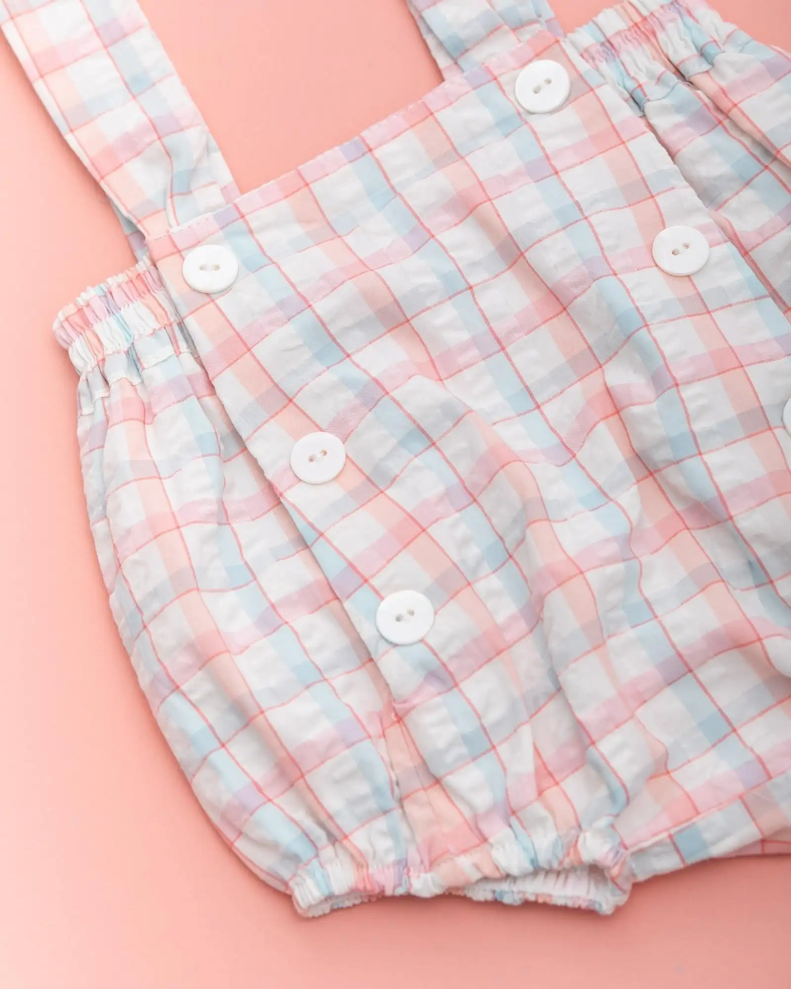 Petite Pink and Blue Tartan Buttons - Image 2