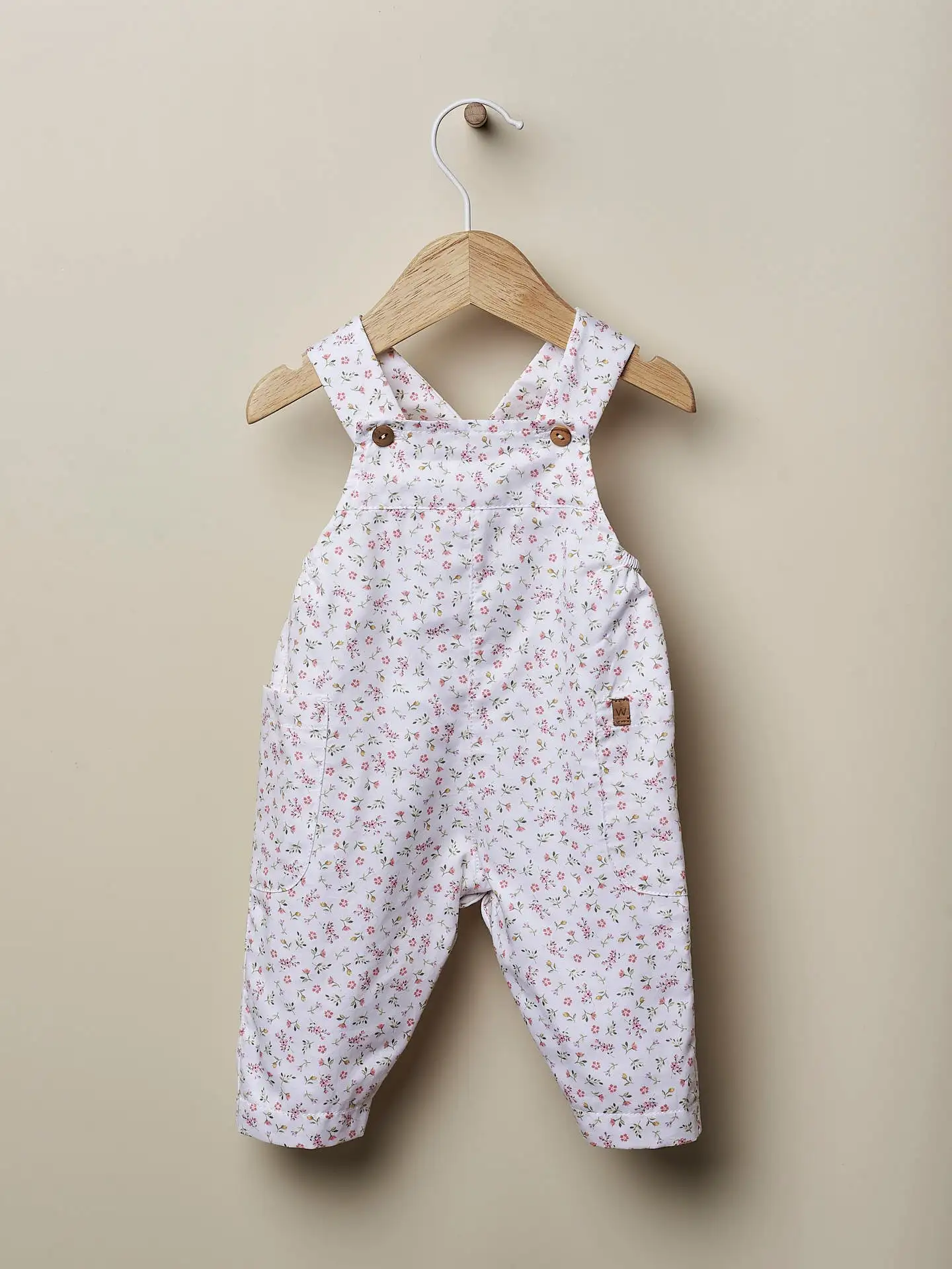 White overalls with flowers