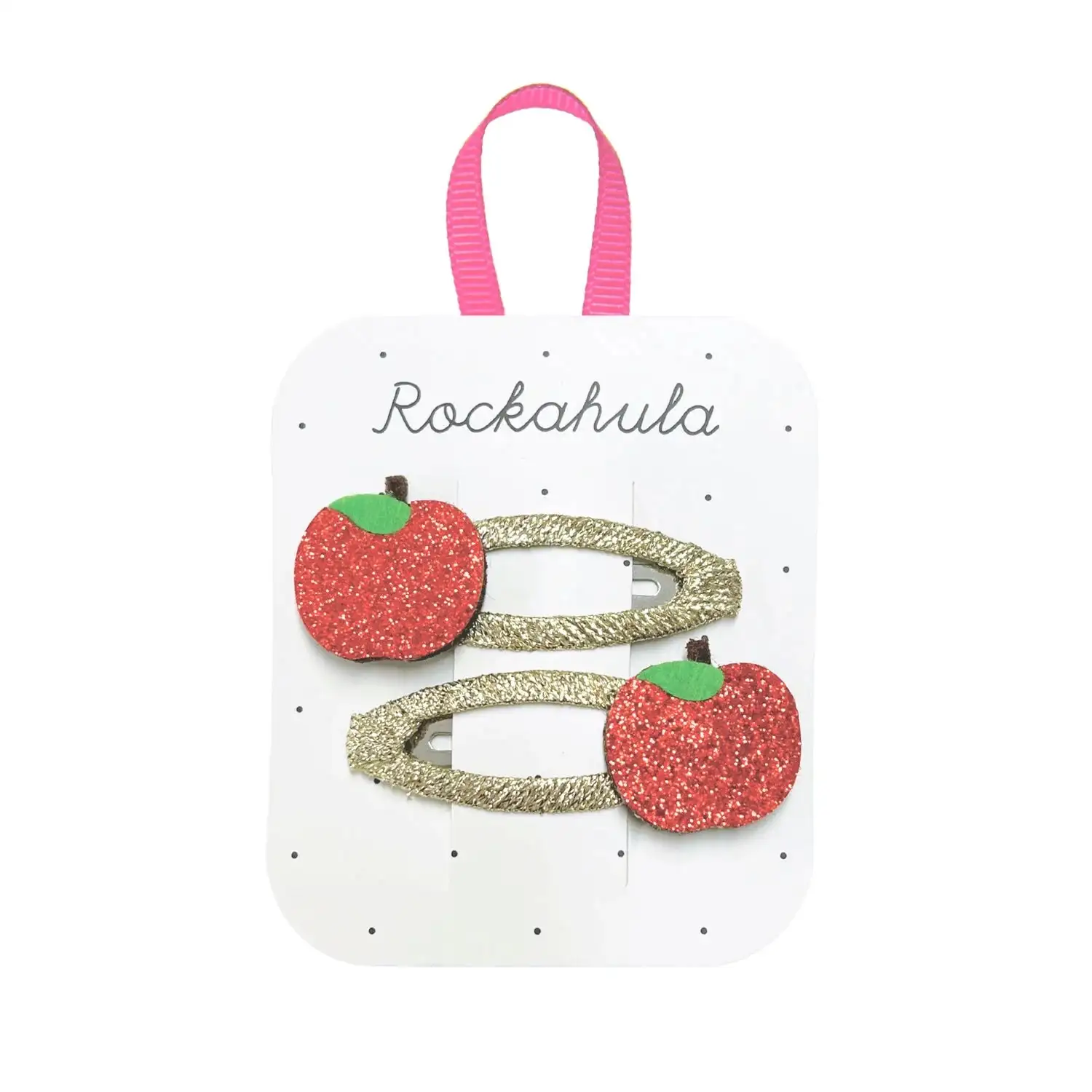 Pink Red Apple Hair Clips