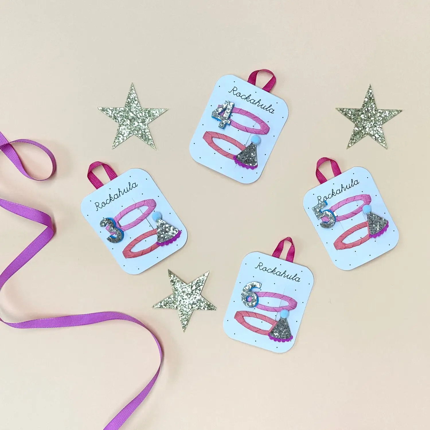 Birthday glitter hair clips