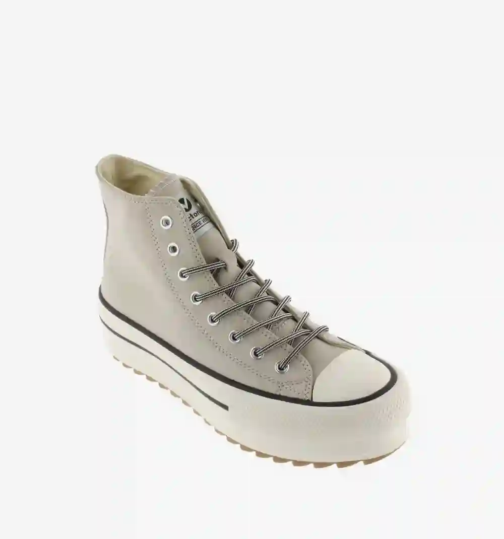 Zapatillas doble efecto piel Beige