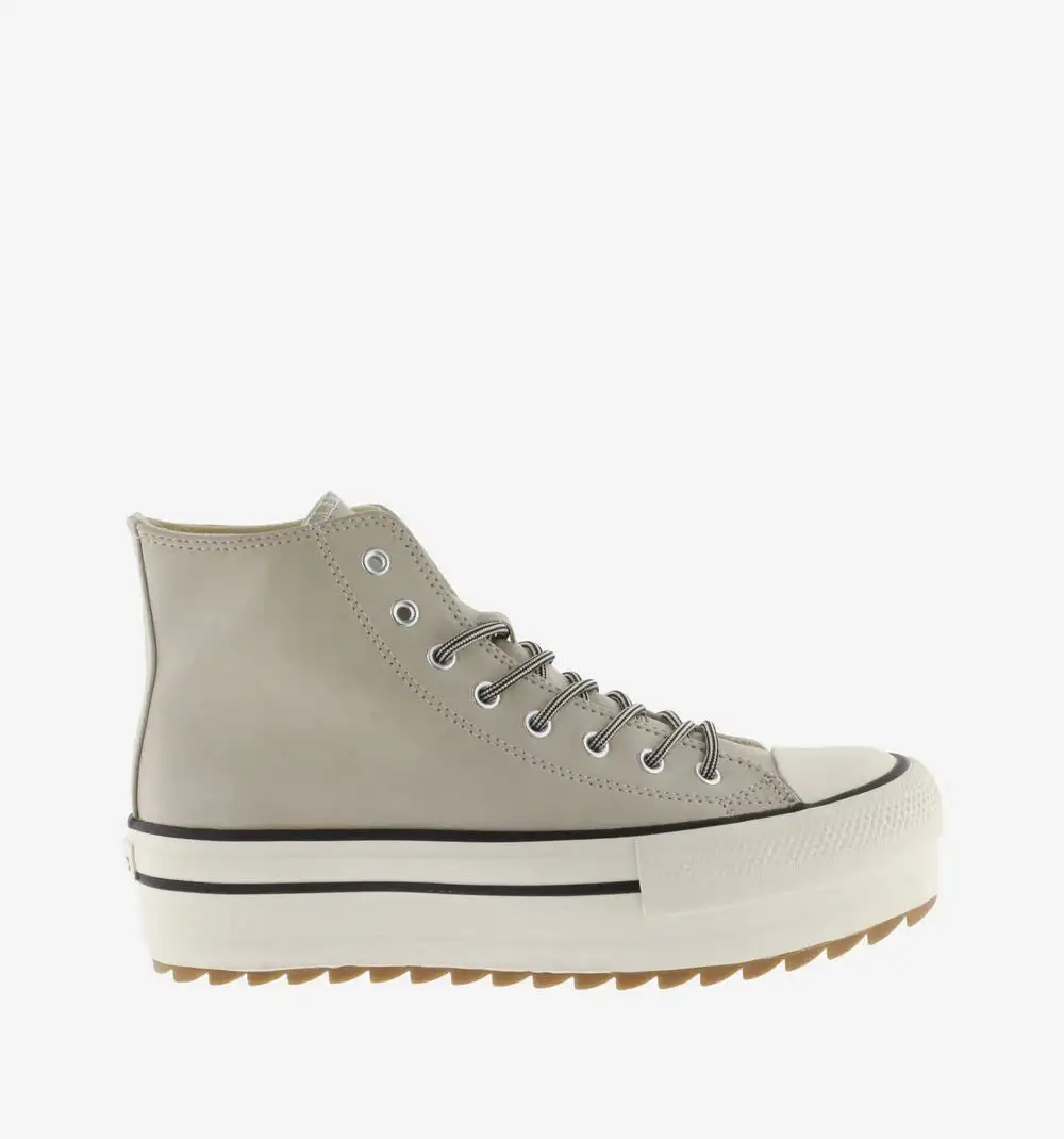 Beige double leather effect sneakers - Image 3