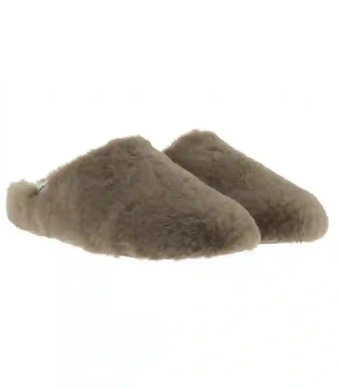 Beige soft fur sneakers