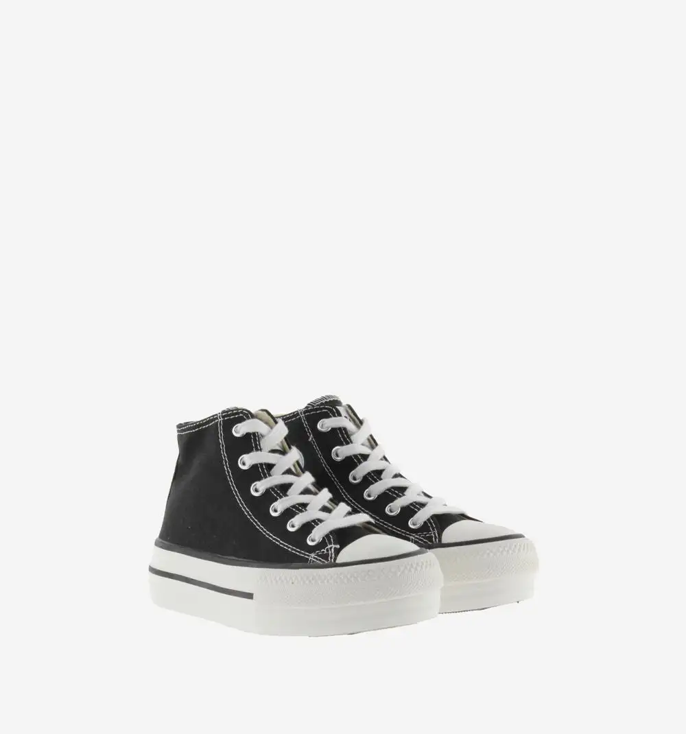 Black Canvas Double Boot Tribe Sneakers