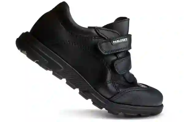 Zapato colegial doble velcro azul