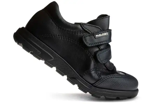 Zapato colegial doble velcro azul