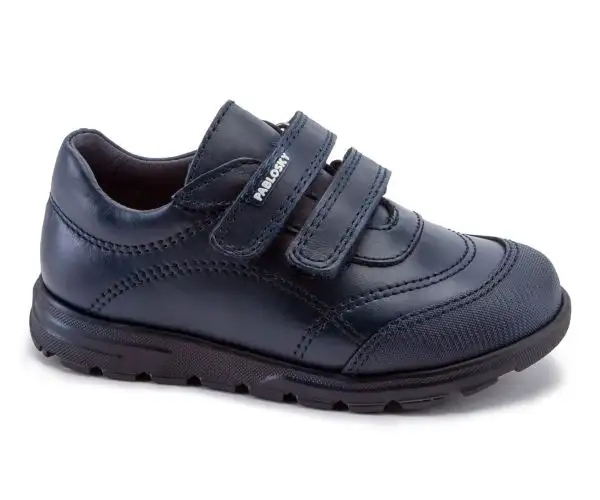 Zapato colegial doble velcro azul - Imagen 3