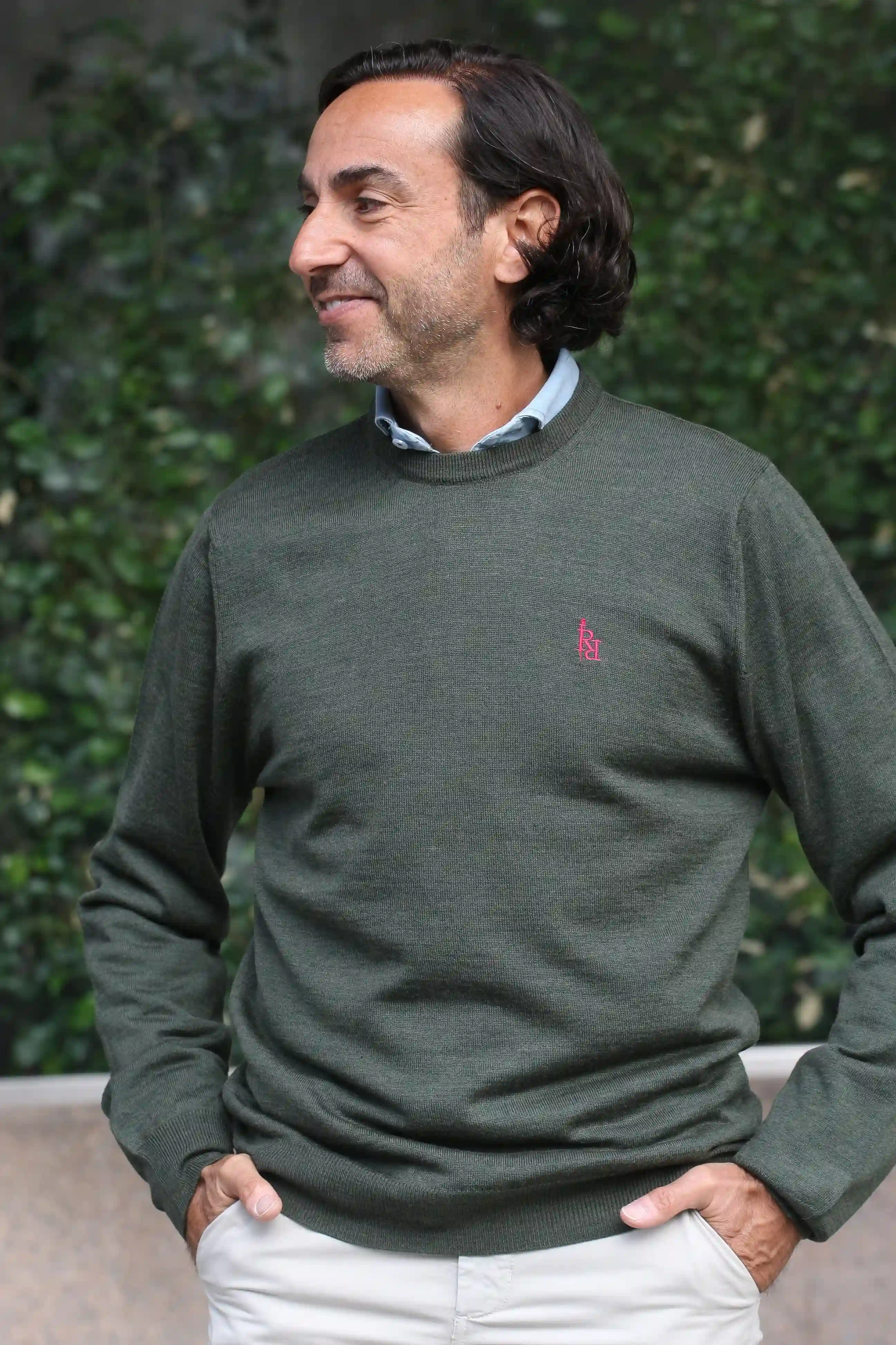 Plain green crew neck sweater