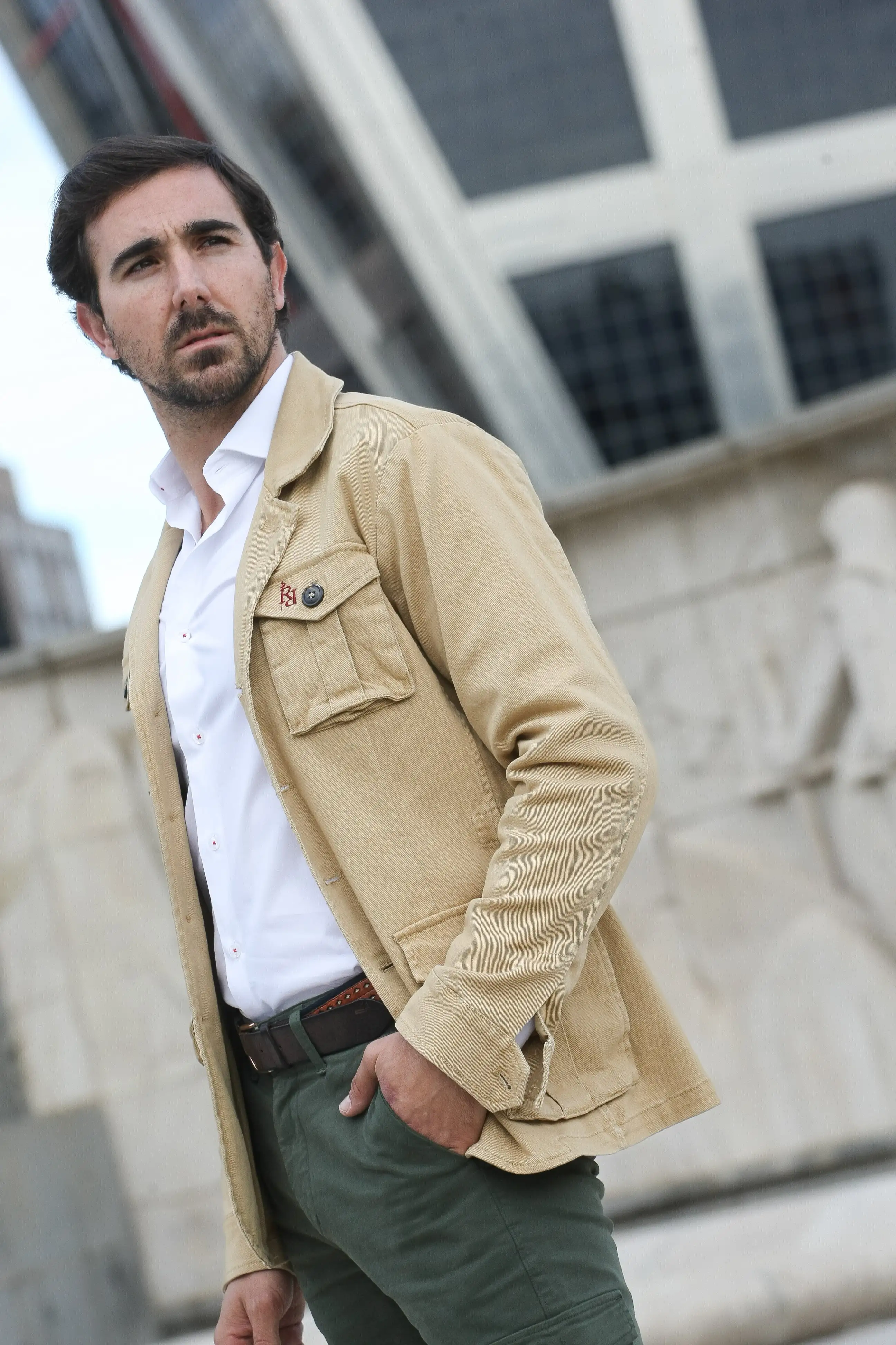 Chaqueta de hombre Sahariana en camel - Imagen 2