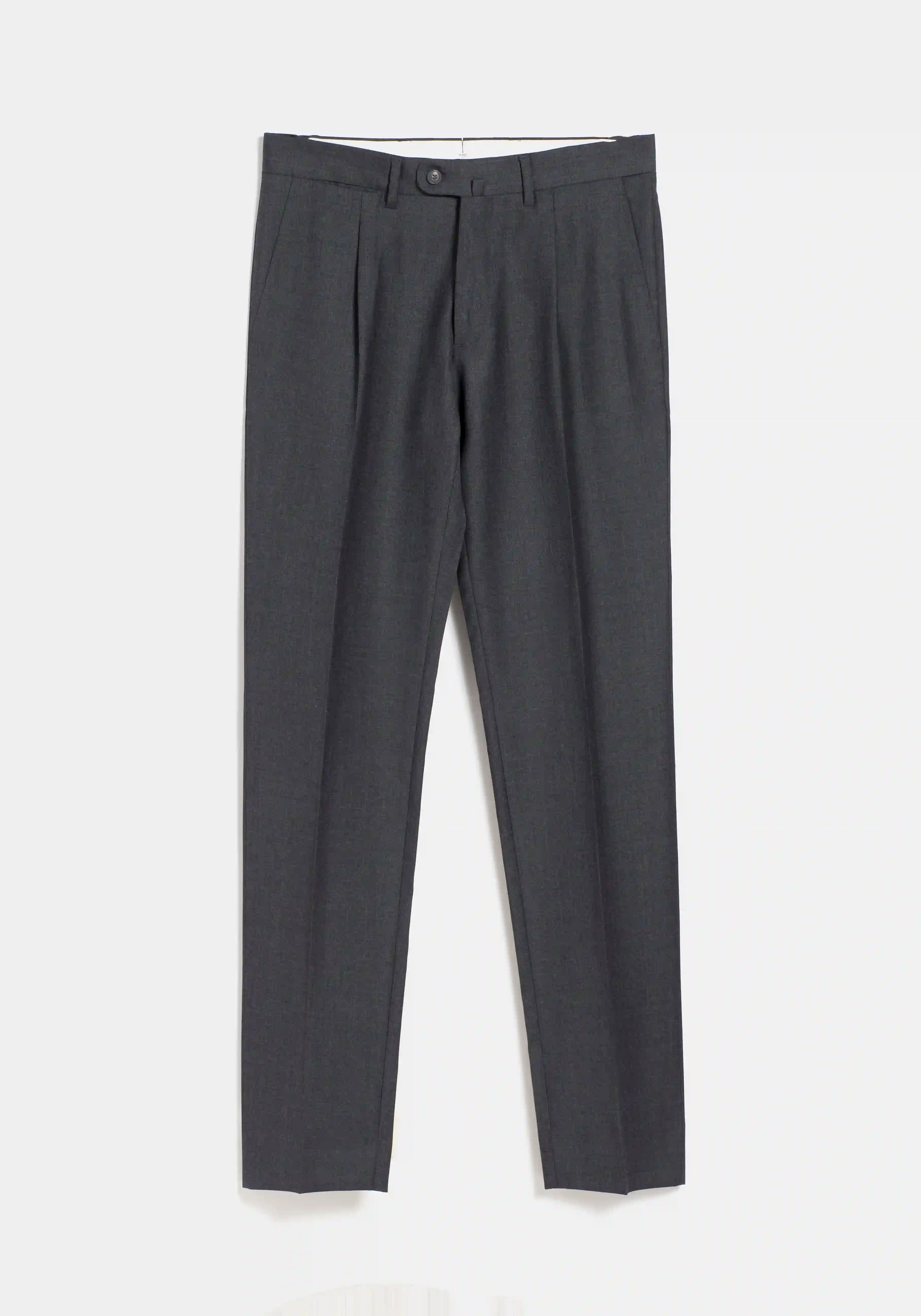 Pantalón Lana Gris Pinza Cinturón