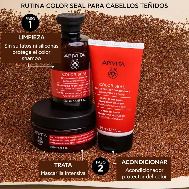 APIVITA - ACONDICIONADOR SELLADOR DEL COLOR con quinoa y miel (150ml) - Imagen 4