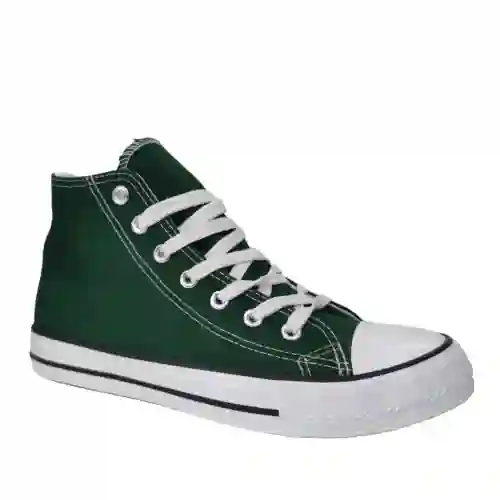 Zapatilla Alta Botin Lona Verde 889