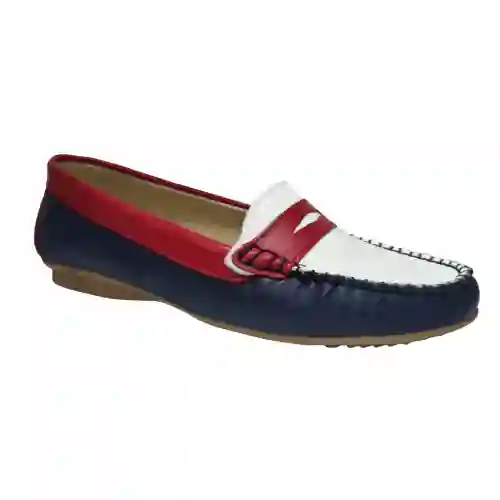 Mocasines mujer combinado rojo blanco y azul Par y