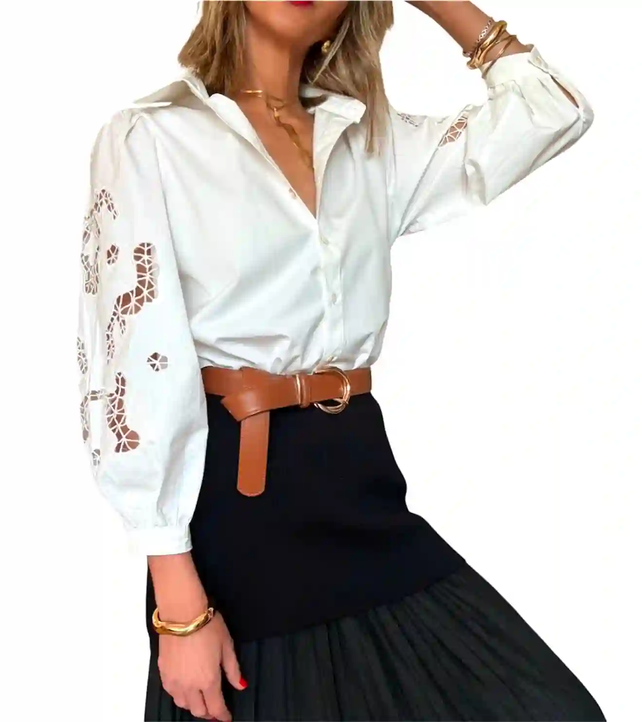 Camisa blanca detalle mangas