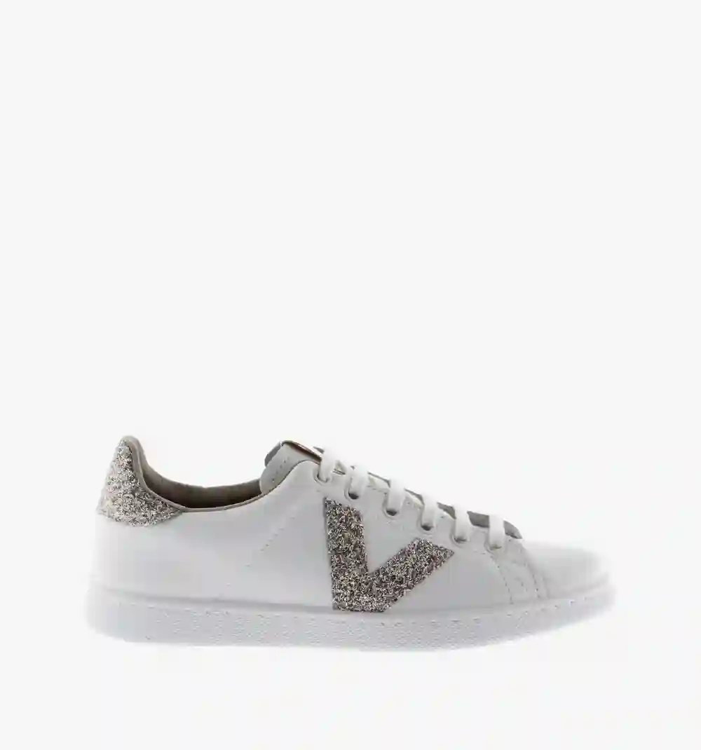 Tenis Piel Glitter Nude
