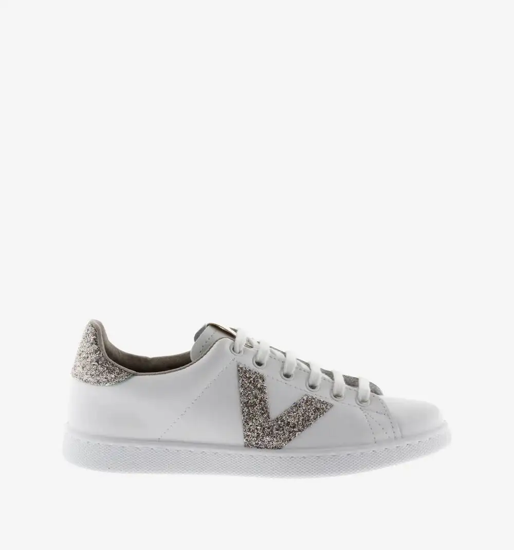 Tenis Piel Glitter Nude