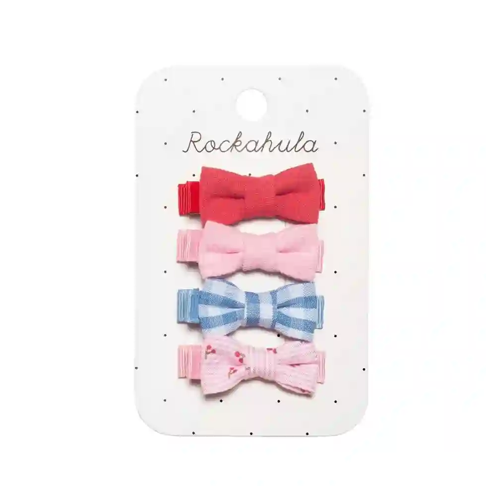 Cherry Mini Bow Clips
