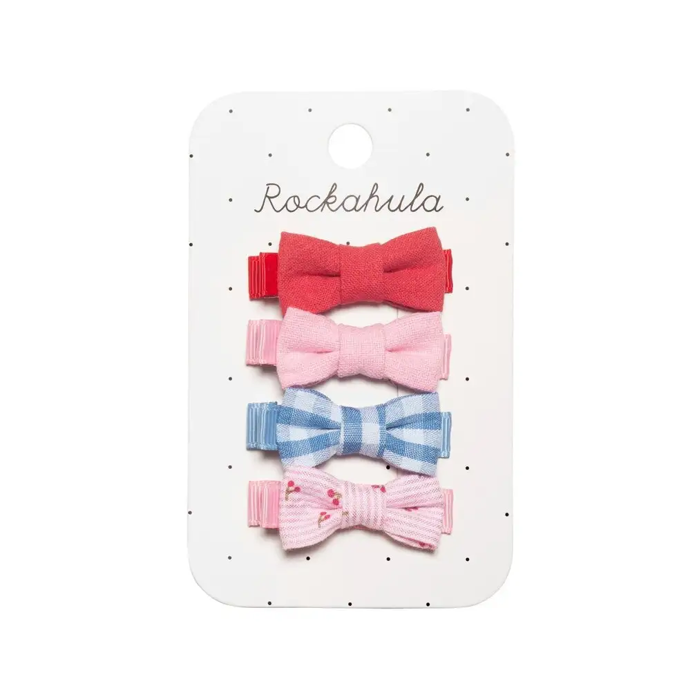 Cherry Mini Bow Clips