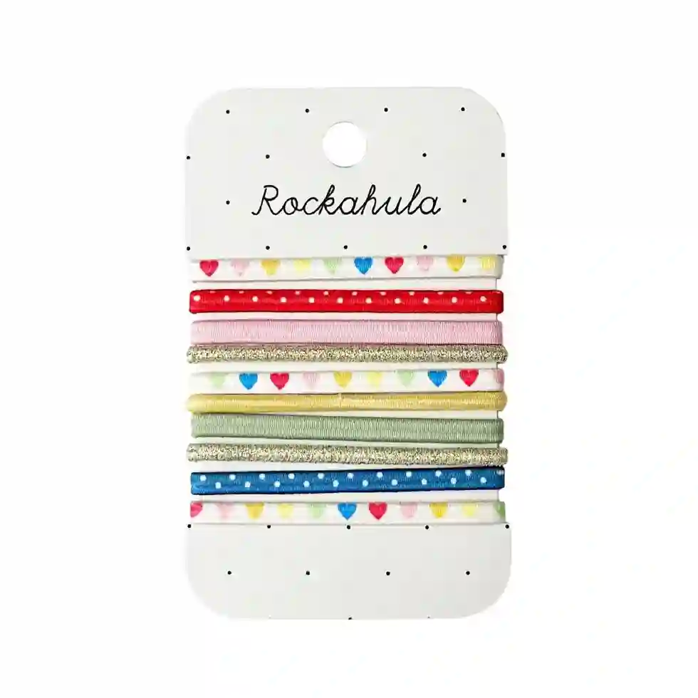 Pack Poni Elástico Corazones Arco Iris