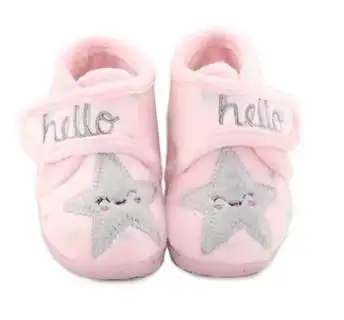 Zapatilla casa en rosa con estrella gris. Tallas 20 al 28