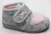 Zapatilla corazón gris perla-rosa. Tallas 20 a 28.