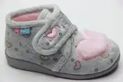 Zapatilla corazón gris perla-rosa. Tallas 20 a 28.