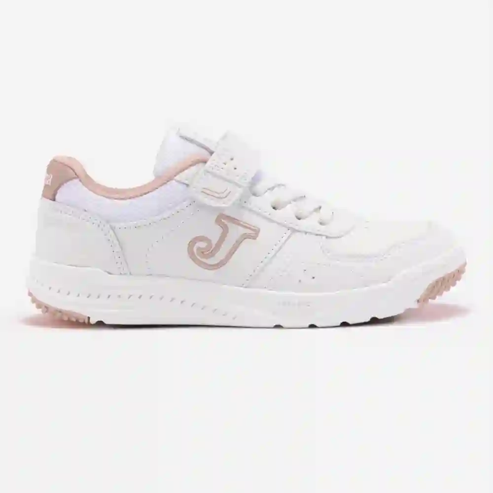 Zapatilla deporte Joma blanco y rosa con velcros. Tallas 28 a 35.