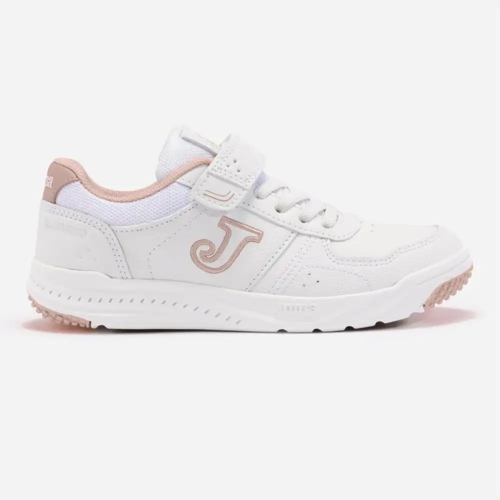 Zapatilla deporte Joma blanco y rosa con velcros. Tallas 28 a 35.