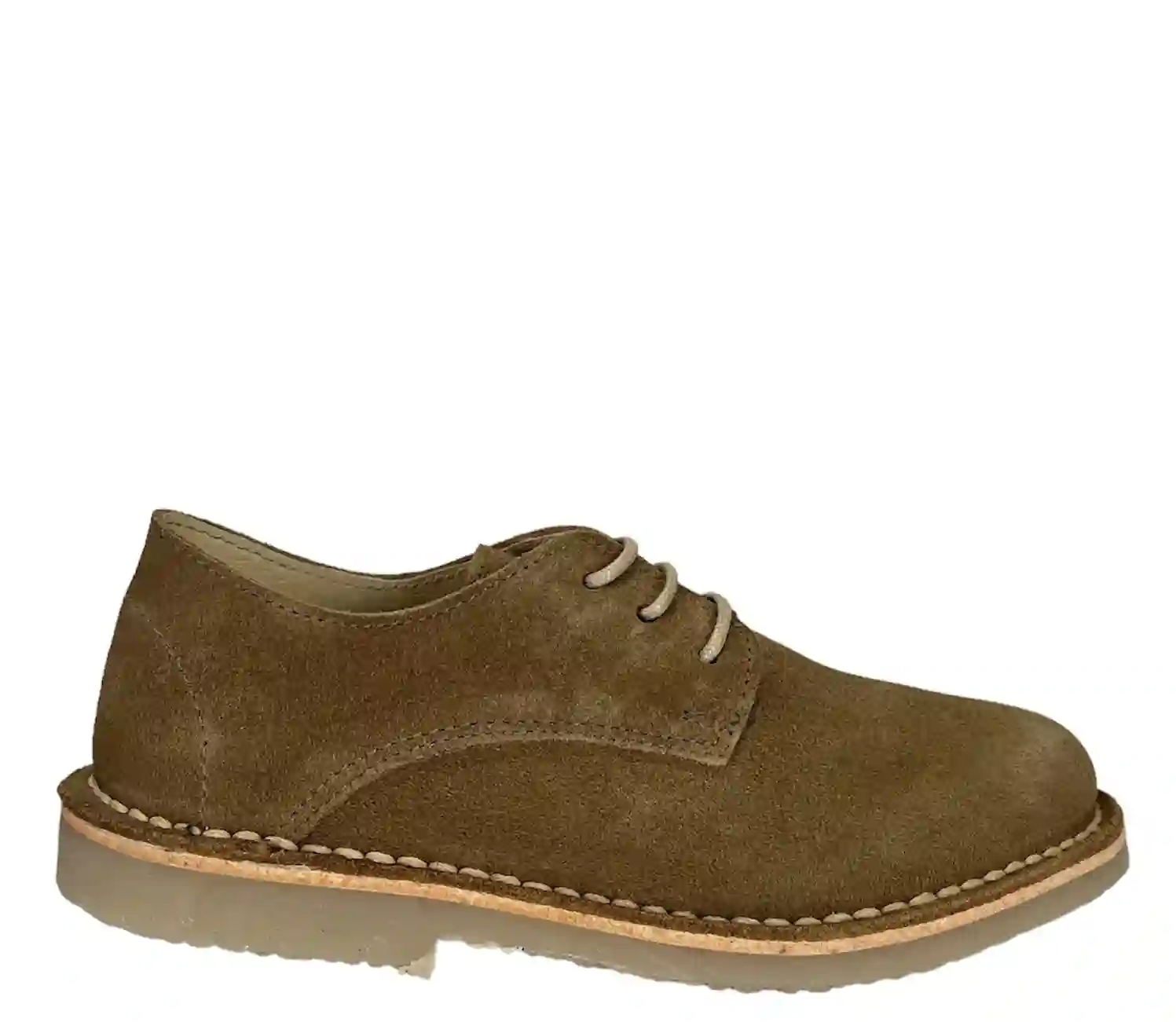 Zapato de cordones en serraje beige. Tallas 30 a 40.