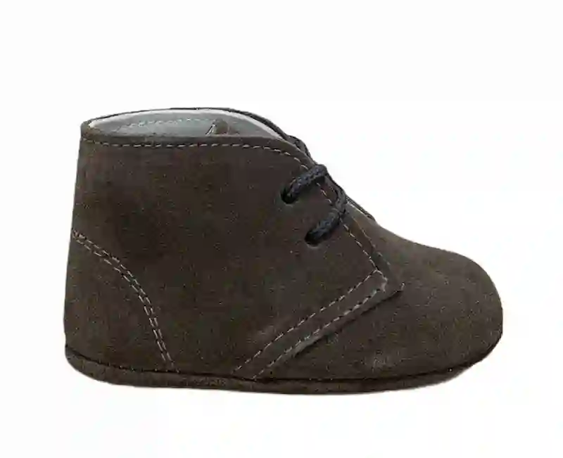 Botita Serraje gris con cordones. Tallas 18 a 21.