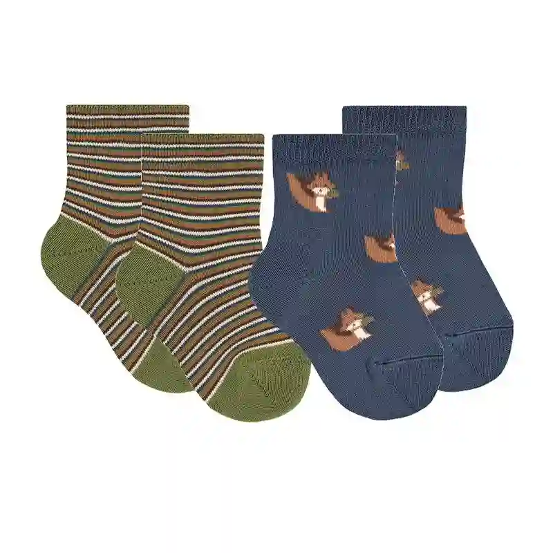 Pack: 1 par calcetines ardilla + 1 par listados AZUL