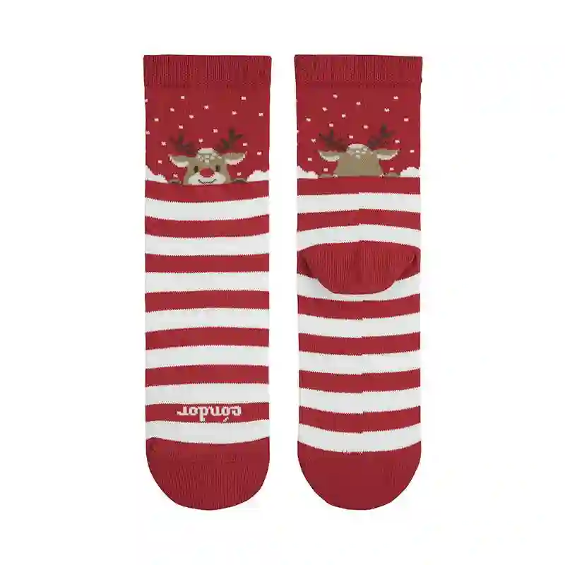 Calcetines navideños reno rojo. Tallas 0 a 6.