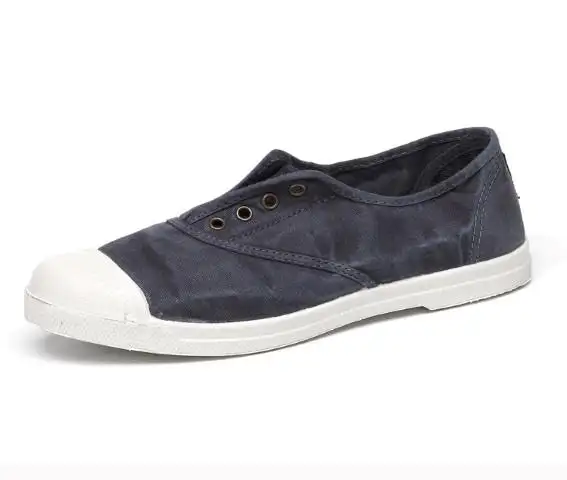 Zapatilla de lona marino (677) con elástico y puntera de goma Natural World. Tallas 35 a 41.