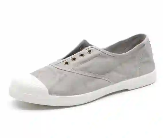 Zapatilla de lona gris claro (670) con elástico y puntera de goma Natural World. Tallas 35 a 41.